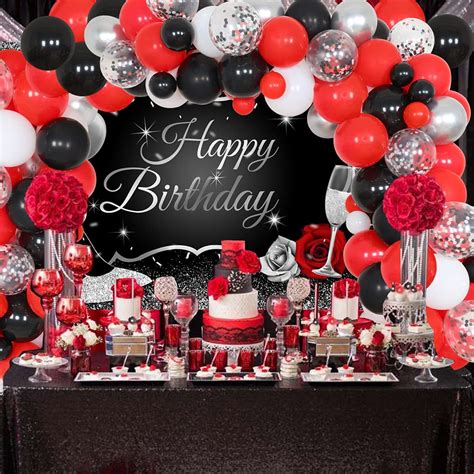 birthday decorations red and black|red and silver party decorations.